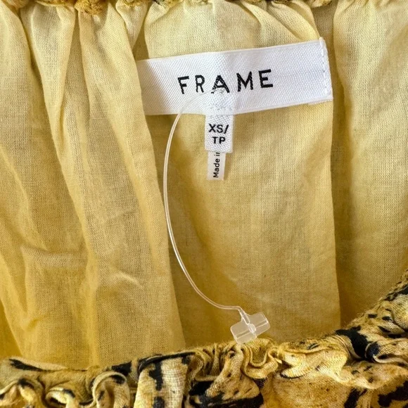 FRAME NWOT Off the Shoulder Billow Top in Python Yellow Size XS $445 MSRP - Picture 3 of 12